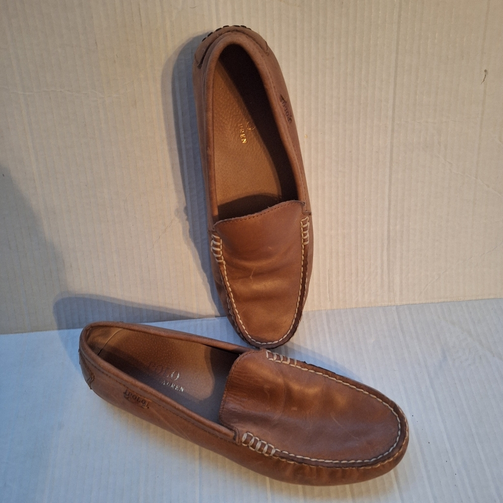 Polo by Ralph Lauren Classic Brown Leather Woodley Loafers 9D 9 Drivers